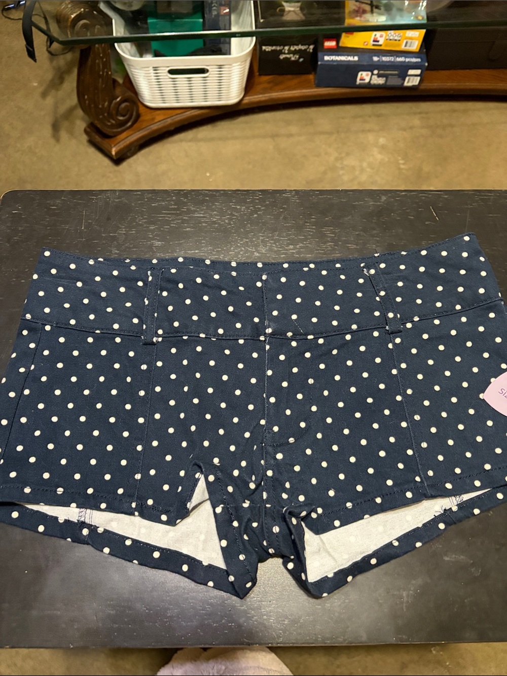 Polka Dot Navy High-Waist Bike Shorts